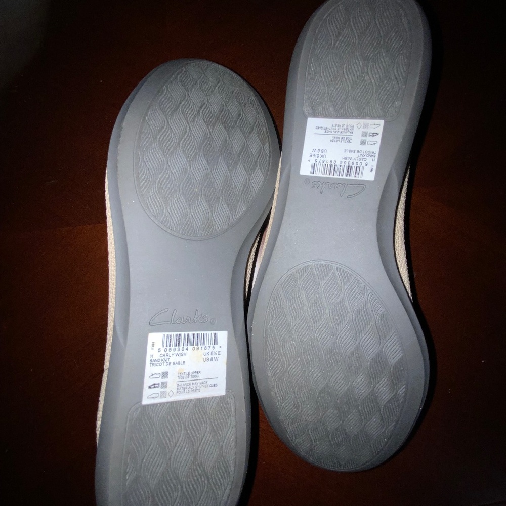 CLARKS TAN KNIT BALLET FLAT  8W. CLOUDSTEPPER - Picture 4 of 11